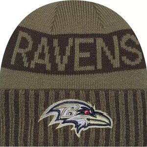 New Era Adult Baltimore Ravens Salute To Service 2025 Olive Green Knit Hat